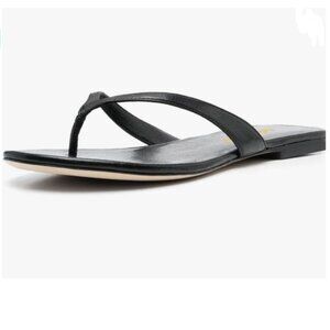 miss left Black Chic Flat Thongs Slim Strap Flip Flop Sandals Open Toe Shoes